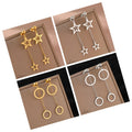 DAIHE Fashion Stainless Steel Round Pentagram Dangling Women's Earrings