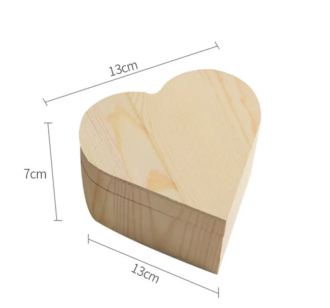 Unfinished Heart Shape Painted Eco-Friendly DIY Storage Wooden Box Craft Organizer Jewelry Box Gift Artist Tool Magnetic Lid