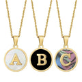 Dainty Personalized Initial Alphabet Letter Charm Pendant Necklace Gold Plated Stainless Steel Pearl Shell Jewelry for Women