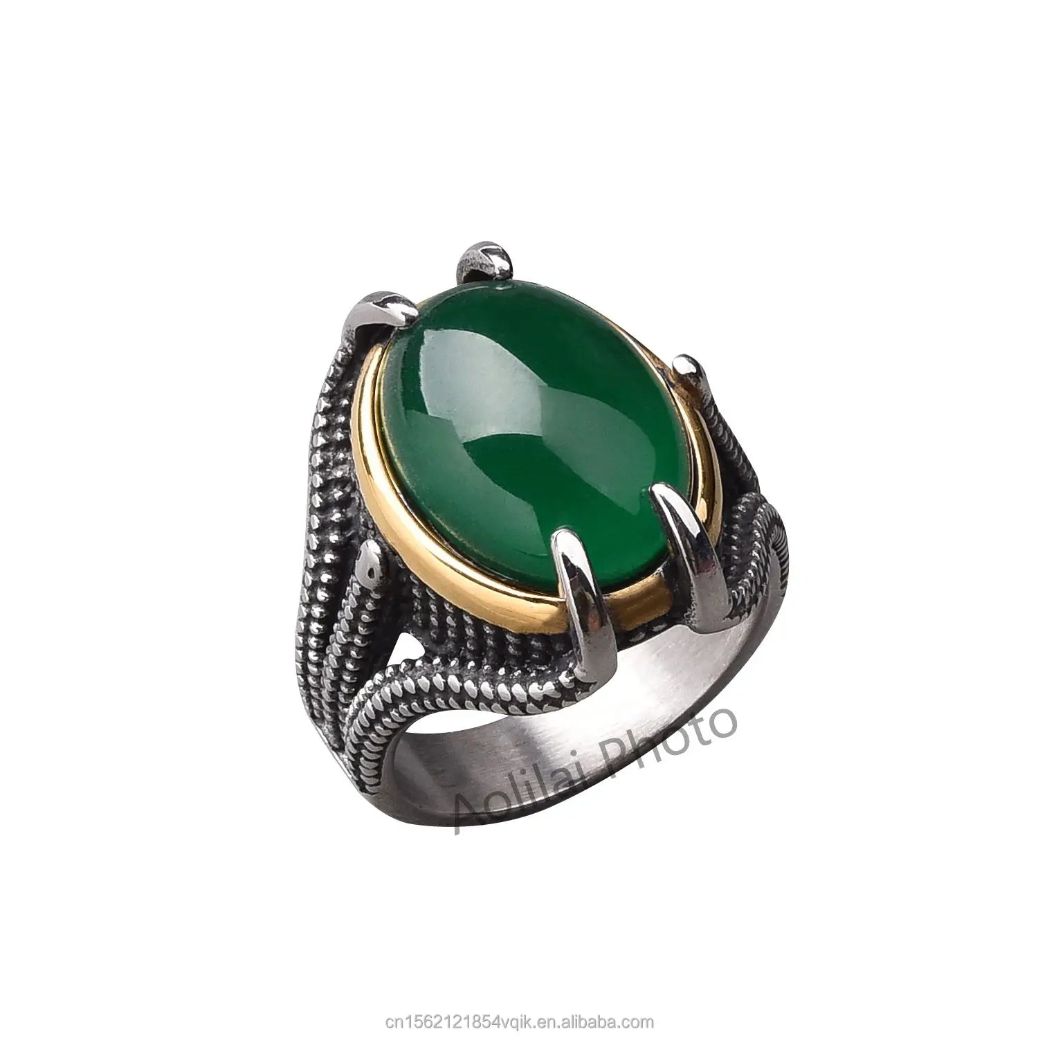 Men's/Women Classic Gem of Colors 18K Gold Plated Stainless Steel Agate Bezel Set Ring Wedding Anniversary Factory Direct Sales
