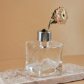 Empty 50ml 100ml 150ml 200ml Square Shape Aroma Diffuser Glass Bottle with Aluminum Lid