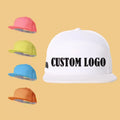 Personalized Full Custom Logo 6 Panel Plain White Blank Flat Brim Cotton Mesh Trucker Camp Hat Snapback Caps