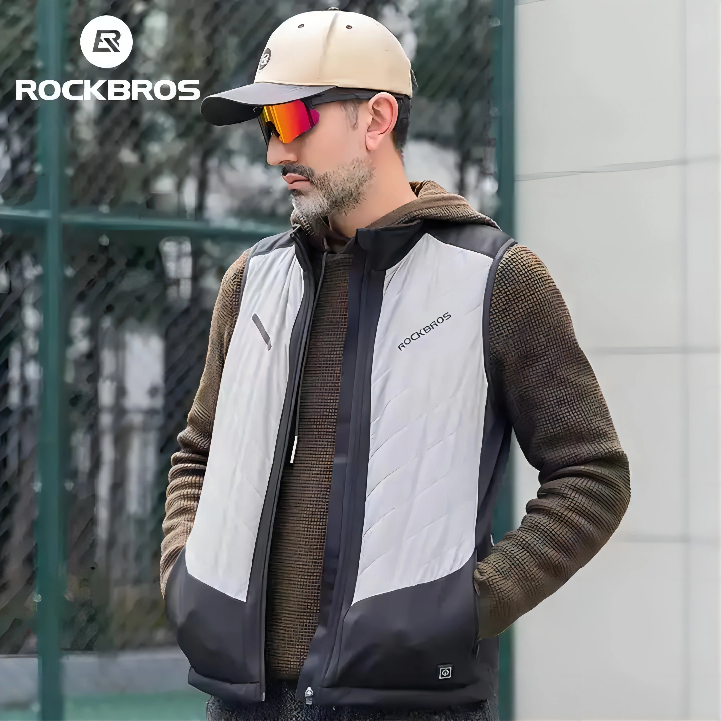 ROCKBROS Heated Vest Jackets Usb Electric Heated Jersey With Battery Pack Winter Smart Heating Polyester+Nylon Cotton Vest