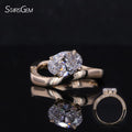 Starsgem 14K Solid Gold Gorgeous Jewelry Oval Shape Lab Grown Diamond Engagement Ring Unique Design