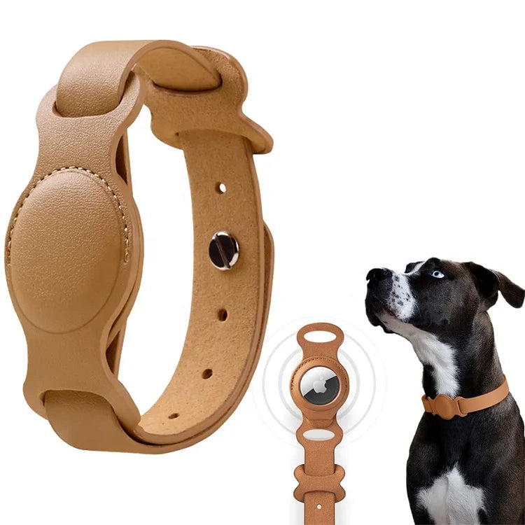 Multi Purpose Protector Case Pet Collar Adjustable Pu Leather Airtag Dog Collar