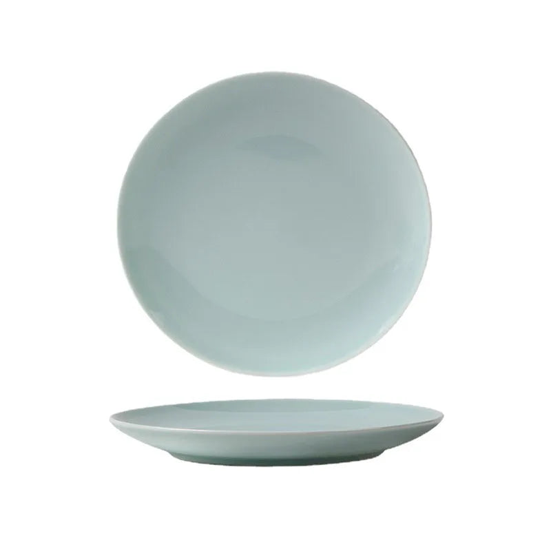 Chinese Celadon Porcelain Cyan-Blue Classical Style 5-Piece Dinnerware Set-Restaurant Serving Tableware with Customized Packing