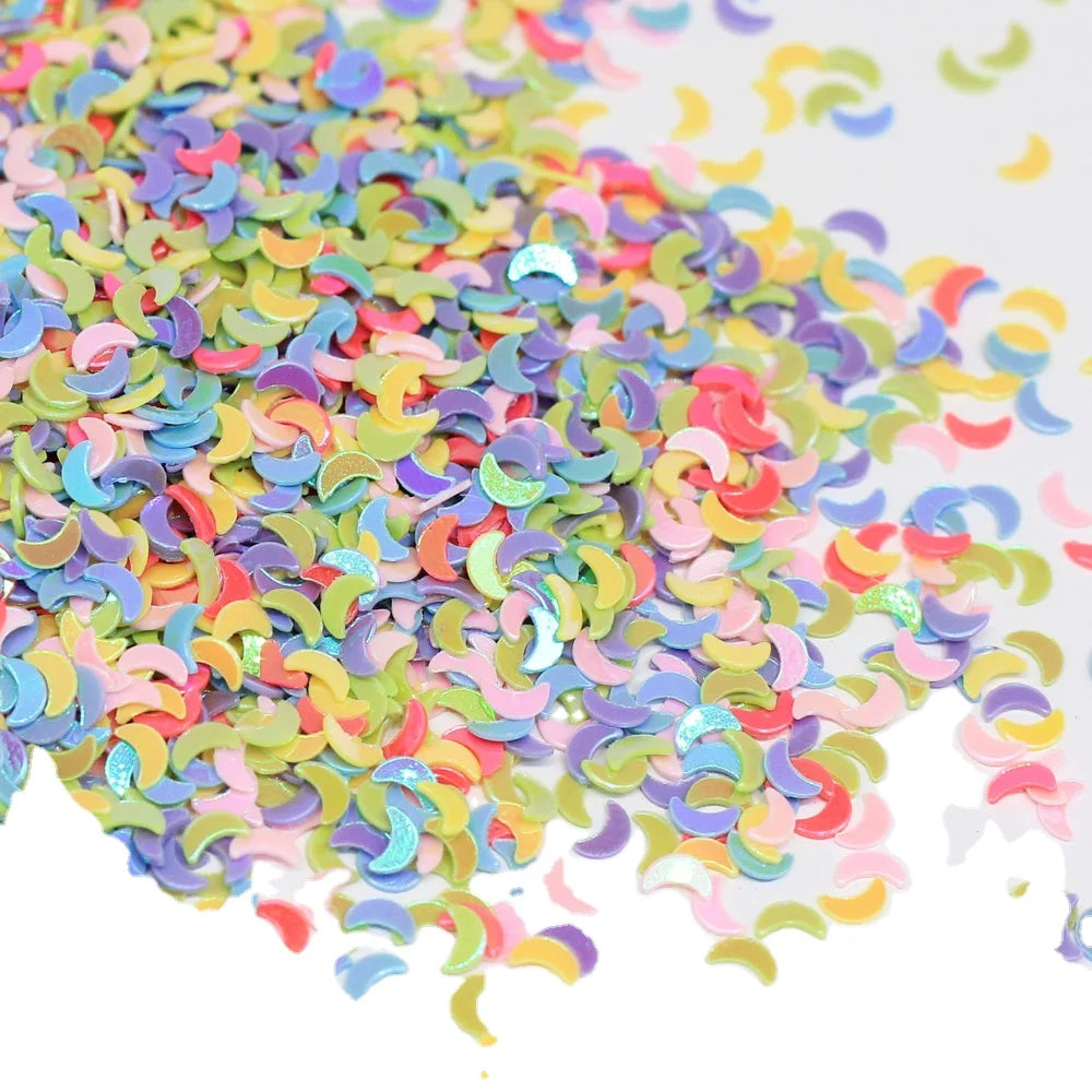 Kawaii 3MM Moon Shape PVC Loose Sequins Glitter Paillettes for Nail Art Manicure/Sewing/Wedding Decoration Confetti