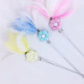 Factory New PVC Teaser Cat Wand Double Bell Petal Type Feather Funny Fairy Wand Pet Toys to Entertain Kitten Bore Them Away