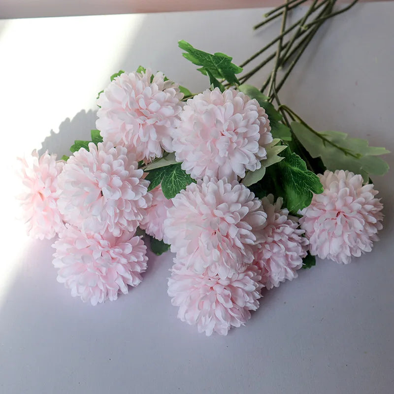 YOPIN-1507 Hot Sale Artificial 2 Heads Silk White Chrysanthemum Flower Ball