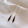 Hot Selling Light Luxury Black Drop Earrings Temperament Fringe Earrings Silver Pin Earrings for Women