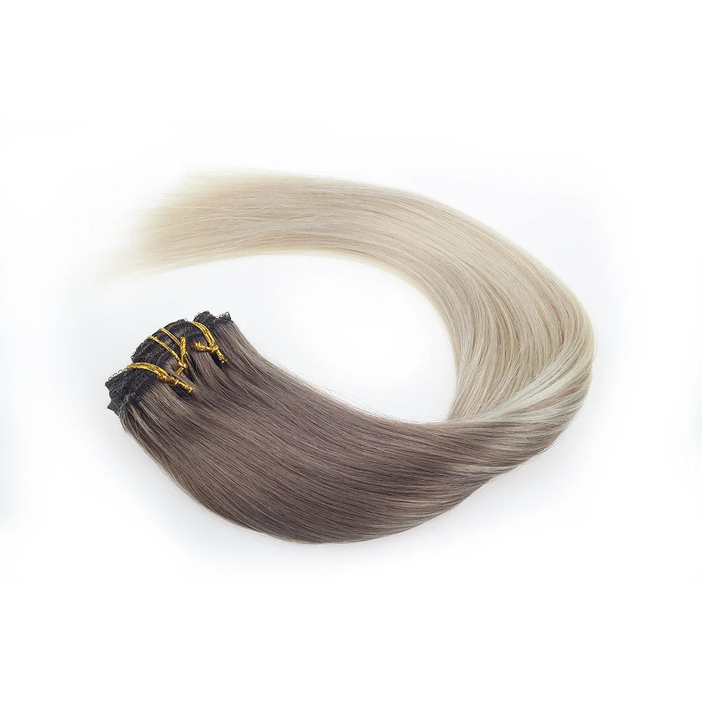 Wholesale Brazilian Hair Clips in Double Drawn Clip in Remy Hair Ombre Color Virgin Human Clip Ins Hair Extensions
