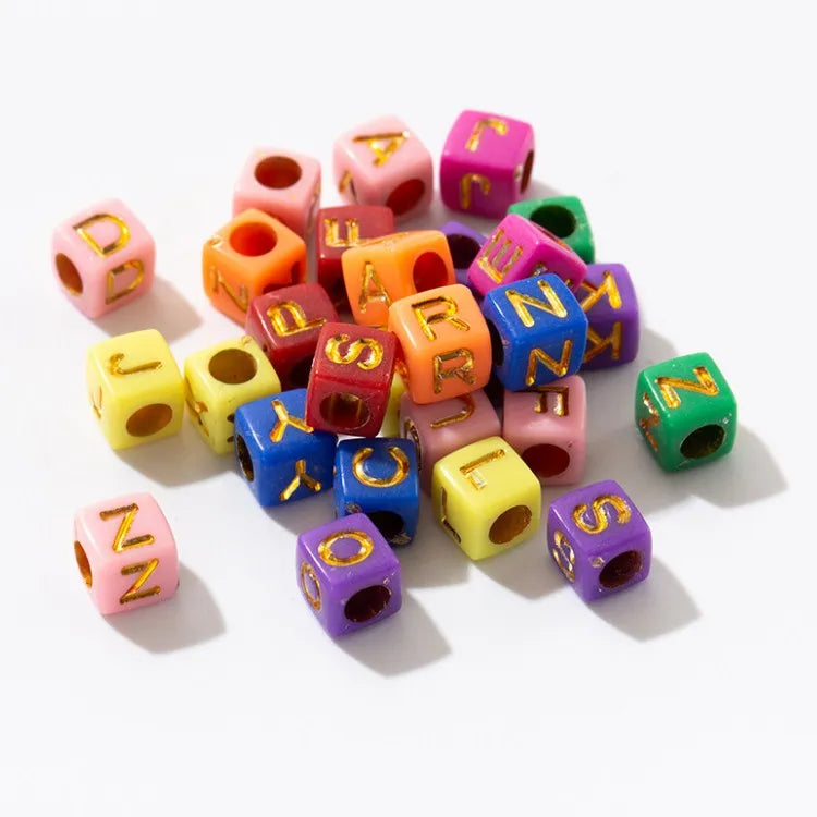 Wholesale Colorful Alphabet Letter Beads Square Letter Spacer Beads for Jewelry Making Bracelet Necklace Findings