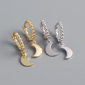 High Quality Classic New Design INS 925 Sterling Silver Jewelry Cute Moon Charm Drop Earrings Women