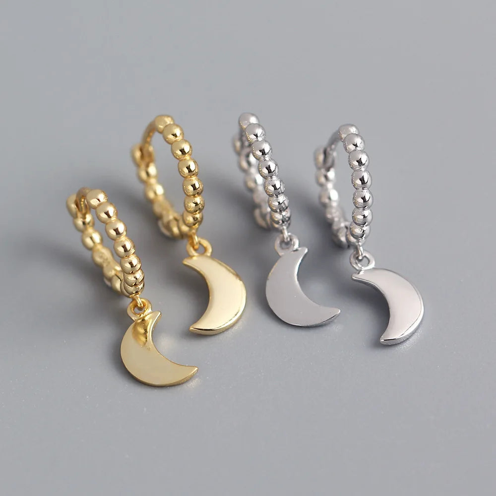 High Quality Classic New Design INS 925 Sterling Silver Jewelry Cute Moon Charm Drop Earrings Women
