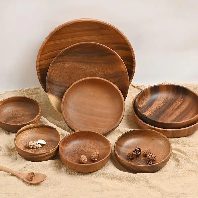 Wood Bowls Rustic Customizable Size and logo Anti-impact Salad Rice Soup Set Wooden Bowls
