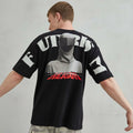 Imperio Shop Unisex Black Oversize Jersey Cotton Letter Pattern Short Sleeve Breathable Casual T-Shirt Size S
