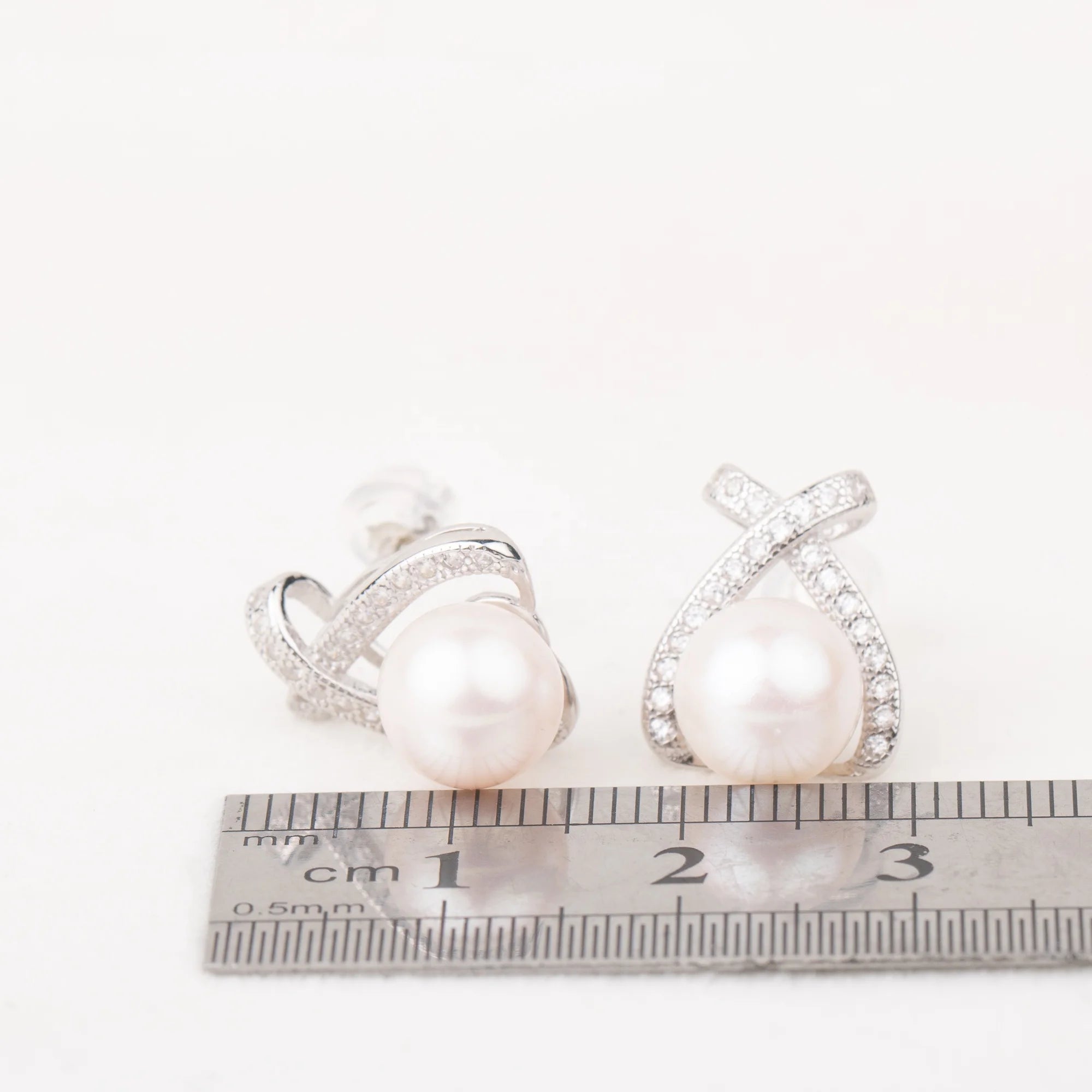 E010635 S925 Pearl Earring 925 Sterling Silver DIY 7-8mm Natural Freshwater Pearl Stud Earring for Women