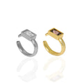 WMEF708 S925 Sterling Silver Single Square Zircon Ear Cuff Ear Piercing Cuff Earring 1 Pcs Gold Ear Cuff