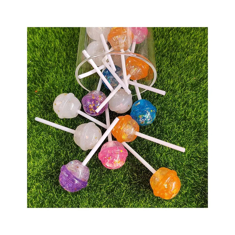 Hot Popular Glitter Candy Lollipop Slime Charms Mini Doll House Food Dessert Candy Embellishments DIY Crafting Accessories
