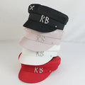 New Arrival Summer Fashion Polyester Rhinestone Octagonal Caps Newsboy Flat Top Beret Hats Navy for Women