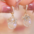 Fashion Micro Zircon Pearl Earrings Dangle Drop Fashion Rhinestone Earrings Women's Wedding Accessories