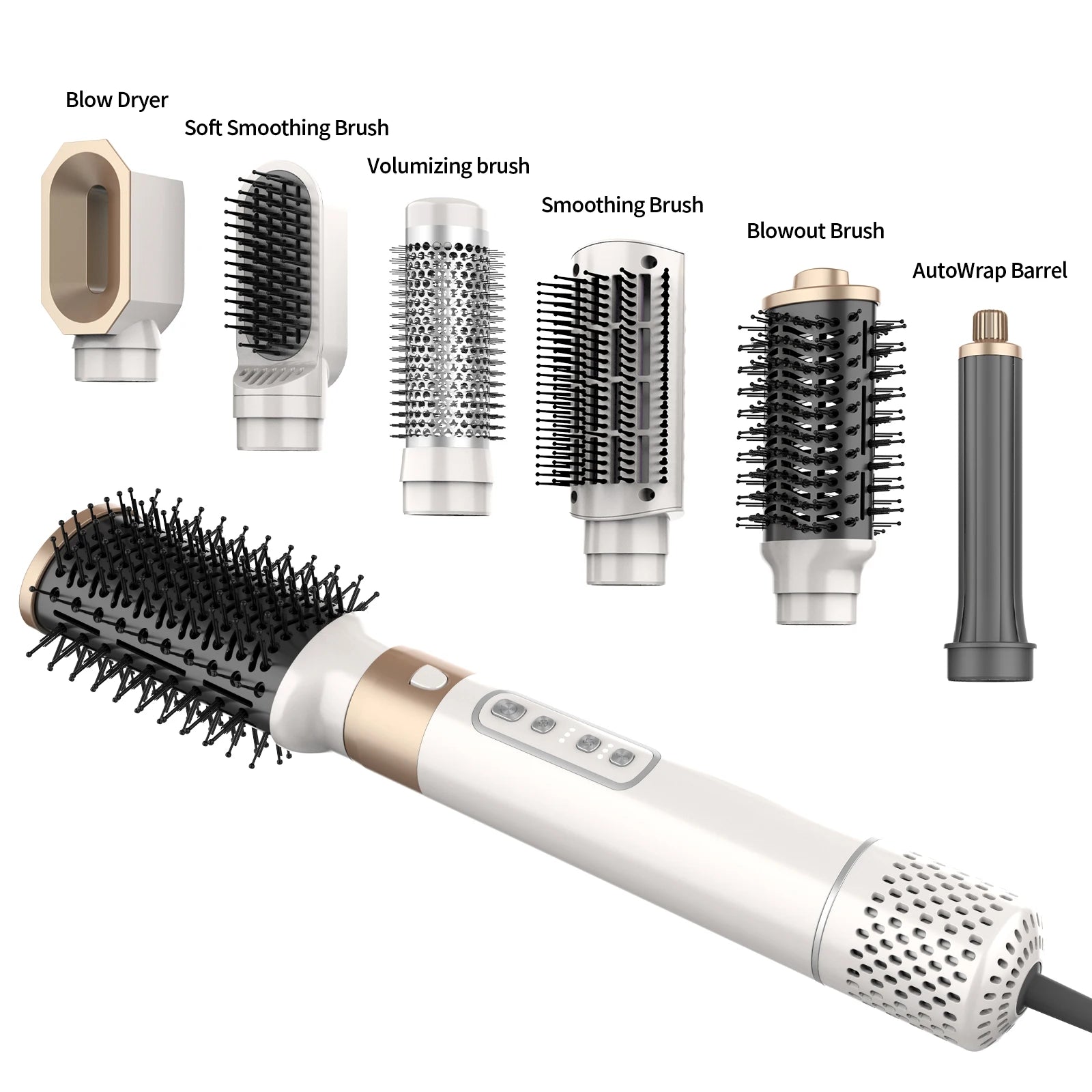 Fast Styler Hot Air Brush One Step Hair Styler Hair Dryer 360 Degree Rotating Line Tail 5-in-1 Negative Ion Hair Straightener