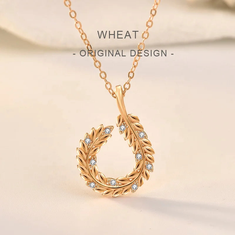 MA55 2025 Trend Charm Necklace for Women Jewelry Luxury 925 Sterling Silver Ear of Wheat 18k Gold Wheat Shape Pendant Necklaces