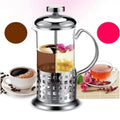 French Stamping Teapot Kettle Espresso Coffee Pot Tea Press Brewer Glass Teapot With Handle Stainless Steel Teapot