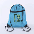 Custom Promotional Waterproof 210D Polyester Black Sports Nylon Drawstring String Back Pack Gift Bag with Zipper Pocket logo