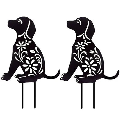 Cute Black Dog New Arrival Acrylic Landscape Decoration Garden Shadow Stake Plug-in Yard Ornaments Garden Stake Decor
