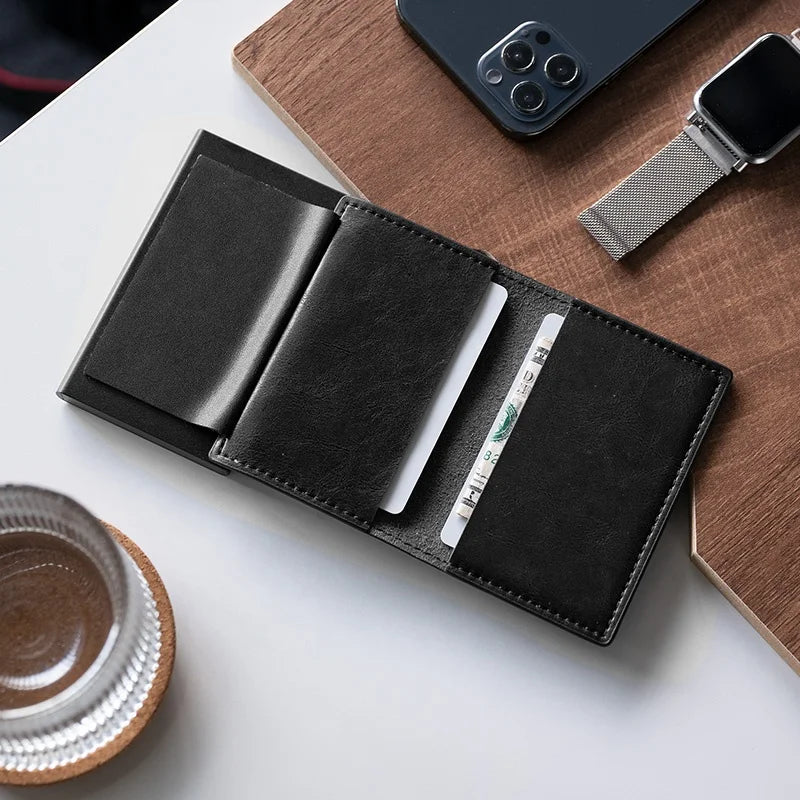 Metal Business Card Holder Leather Card Holder Wallet Aluminum Wallet