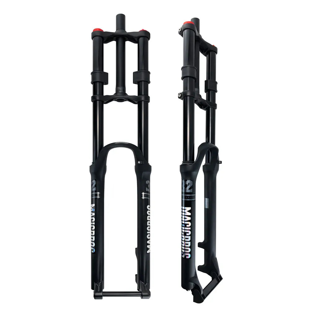 26-29 Inch Mountain Bicycle Double Crown Air Suspension Fork with Magnesium Alloy 180mm Travel Disc Brake Compatible