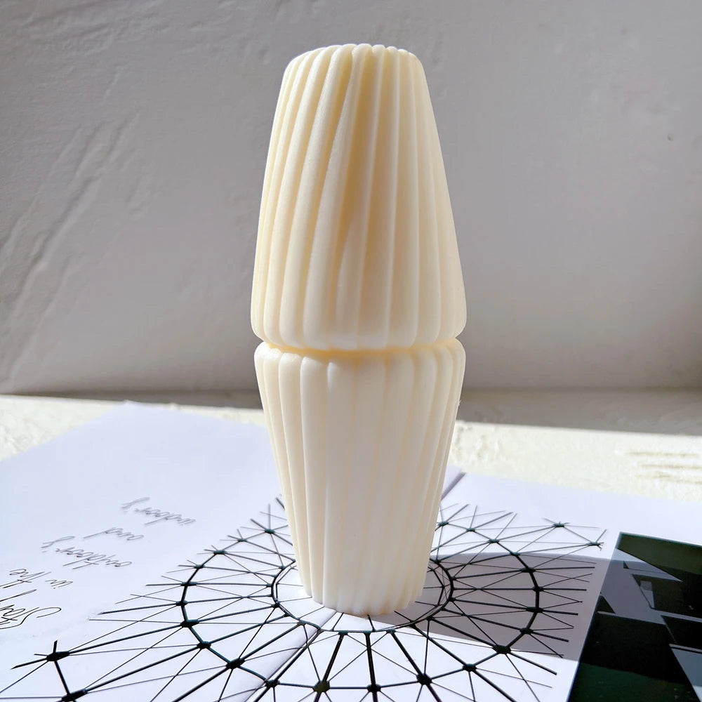 Tall Pillar Wave Twirl Silicone Mold Abstract Art Decorative Wavy Soy Wax Mould Spiral Design Silicone Candle Mold