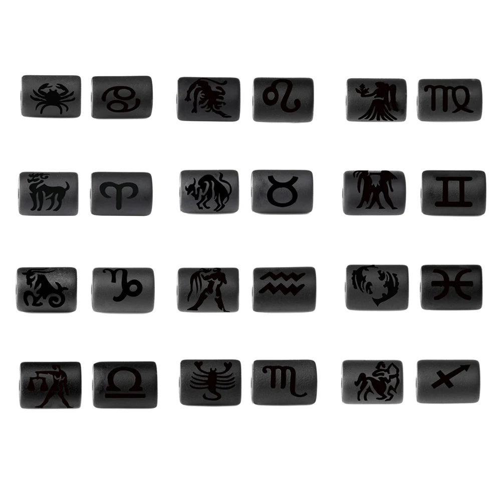 10*13mm Black Onyx 12 Zodiac Beads