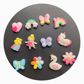100Pcs/Lot Spring Theme Resin Flatback Cabochons Heart Sunflower Rainbow Butterfly Unicorn Swan Girl Craft for Scrapbook Decor