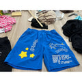 KY Sun Faded Wash Summer Sweat 100% Cotton Streetwear Mens Fleece Shorts With Raw Edge Distress Embroidery Shorts for Men Cotton