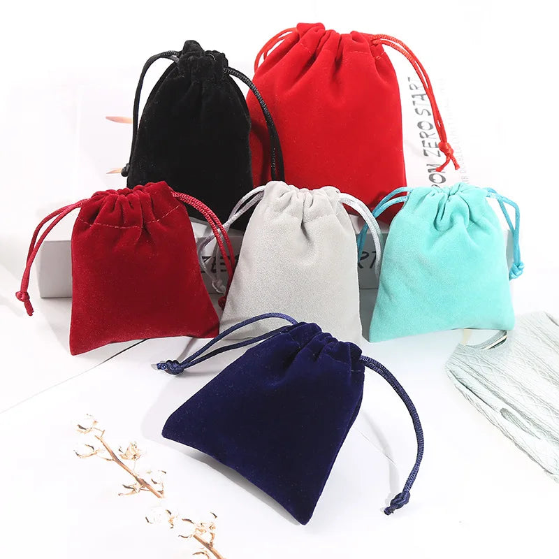 A1 Multi-Size 100% Organic Cotton Velvet Drawstring Pouches Storage Bags for Jewelry Cosmetic Packaging Customized Shape