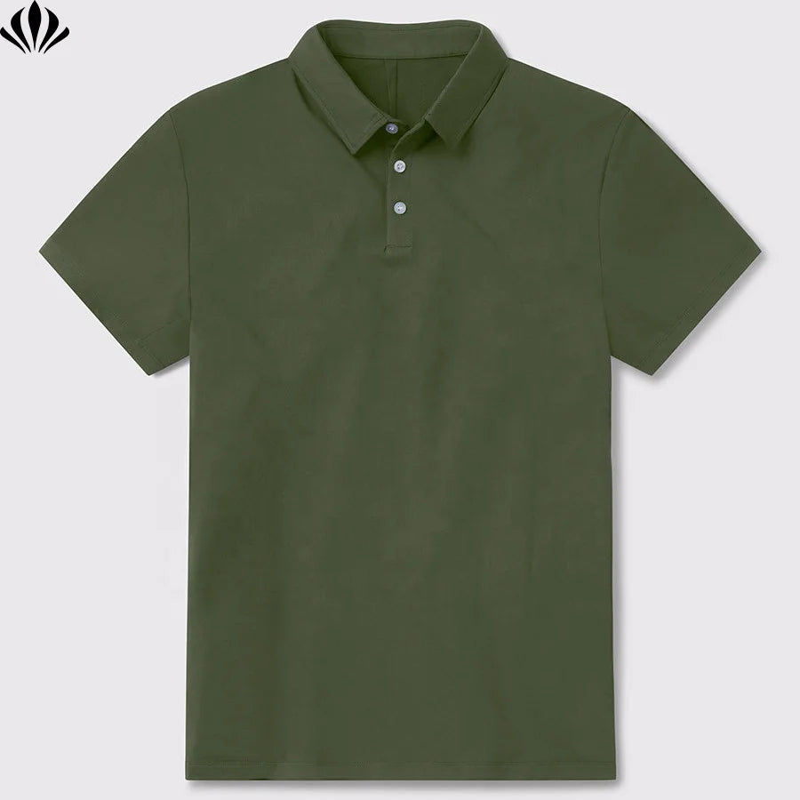 Wholesale Factory Men's Breathable Polyester Button Collar Short Sleeve Polo Shirt