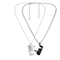 Wedding Black Silver Stainless Steel Chain Titanium Couple Square Puzzle Set New Fashion Valentine Simple Blank Pendant Necklace