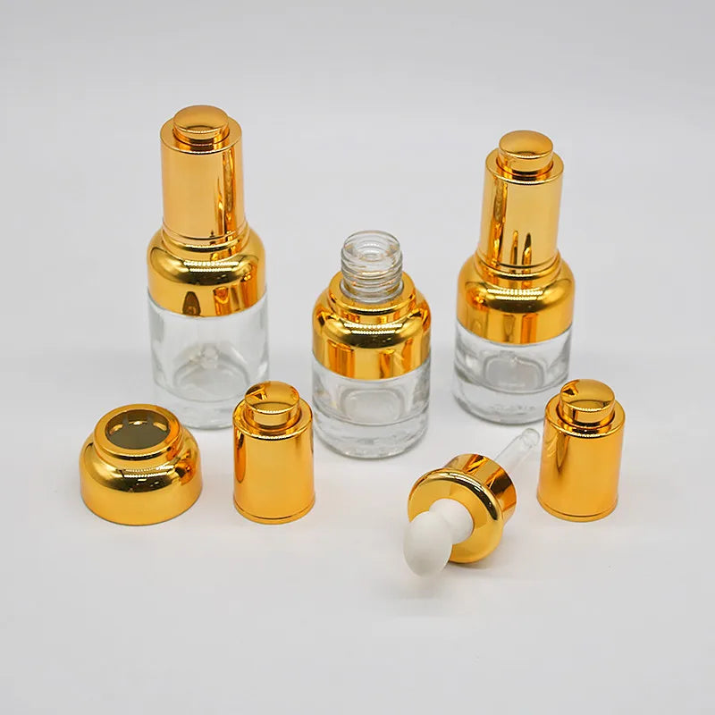 Glass Dropper Bottles Golden Trim 20ml 30ml 40ml 50ml Serum  Essential Oil Cosmetic Packaging