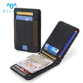 Custom Men's Slim Wallet Cardholder Crazy Horse Leather RFID Blocking Embossed Logo and Money Clip With Zipper Coin Pocket