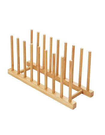 Rapid Sampling Bamboo Kitchen Dish Stand Holder Cup Plate Drying Rack Wood Cup Organizer  with 7 Slot