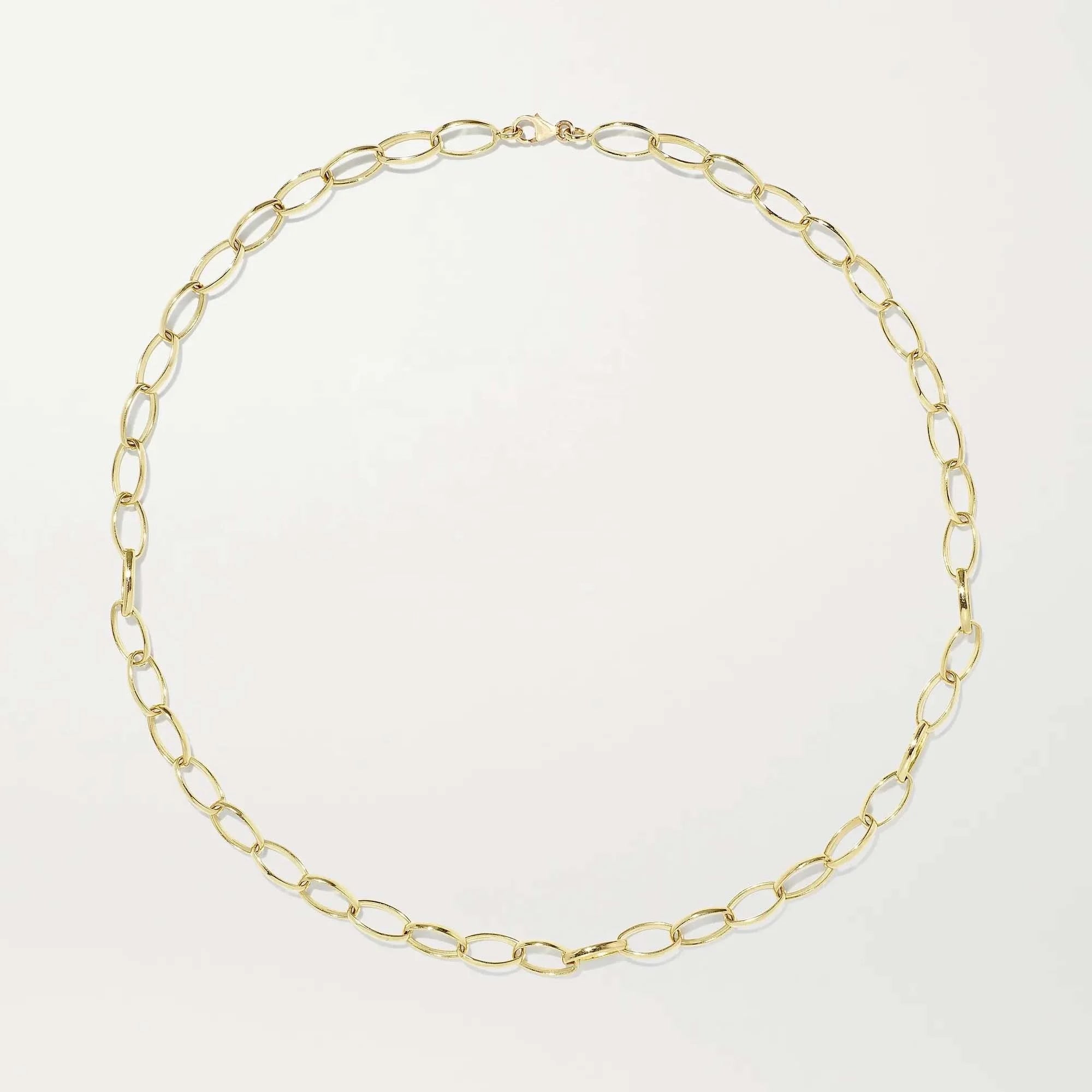 LOZRUNVE 925 Sterling Silver Gold Trendy Hot Sale Oval Link Chain Necklace Choker