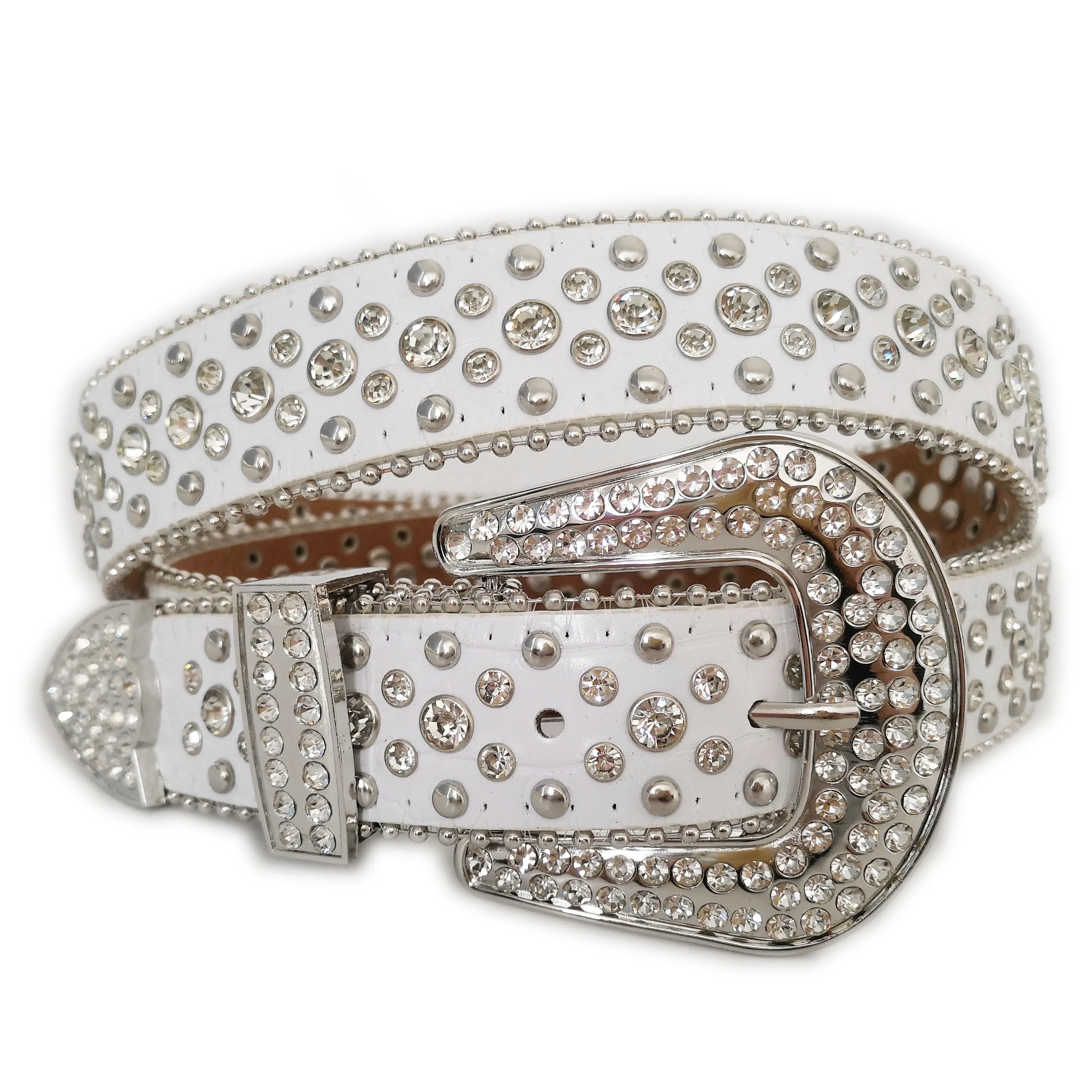 2021 Fast Delivery Luxury Crystal Rhinestone Belts Men Women Unisex Diamond Studded Western Belt Sparkle Designer Leather Belt