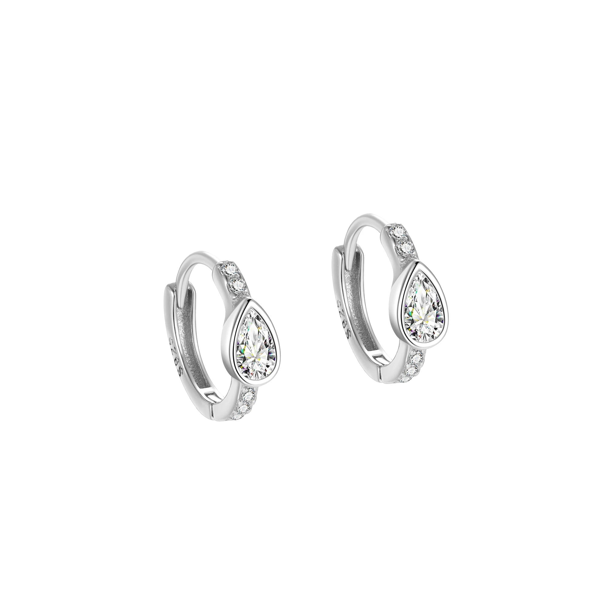 Fashion 925 Sterling Silver Earrings Set 5A Cubic Zirconia CZ Waterdrop Pear Round Hoops for Women Fine Jewelry Wholesale