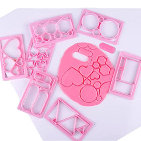 7 Pink Geometric Shapes Clay Earring Cutters With Plastic Handle Includes Earring Cards and Hooks Jewelry Polymer Clay Tool