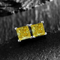 Sterling Silver Princess Cut Cubic Zirconia Stud Earrings for Men Women