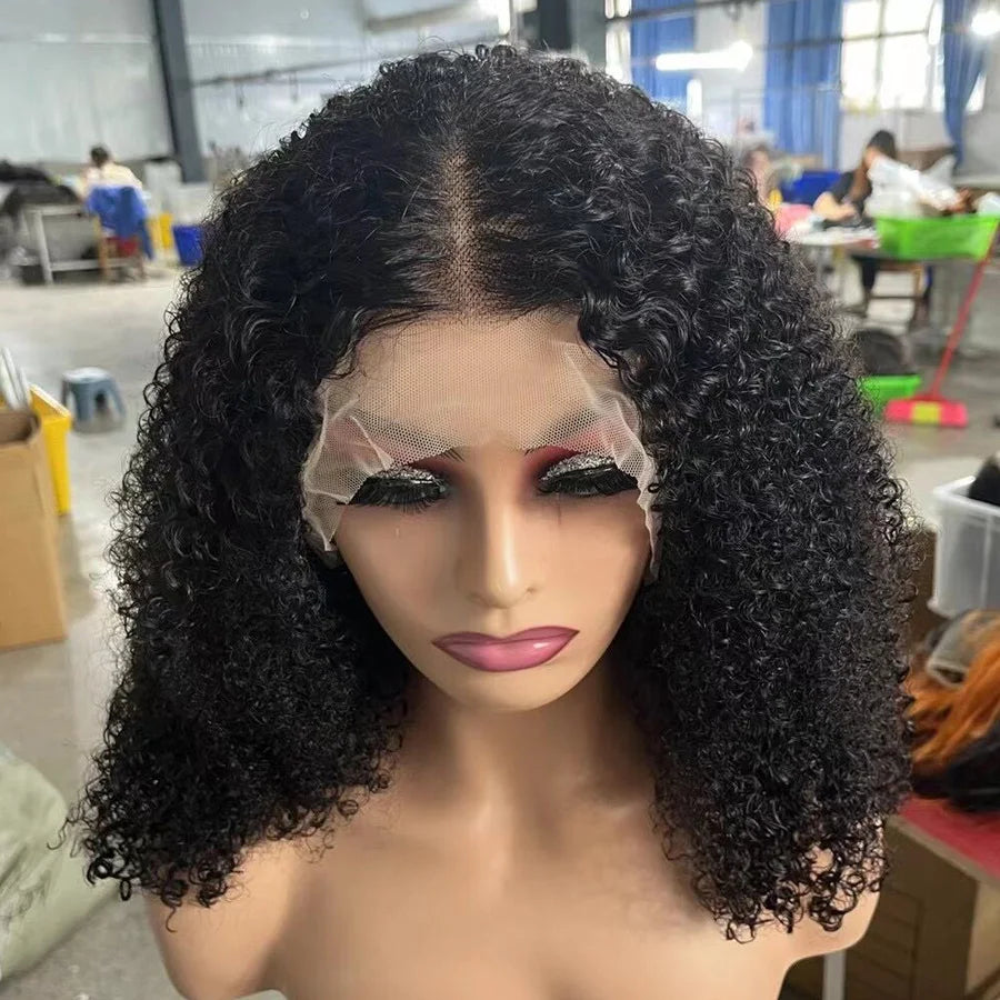 ZSF High Density Wholesale Brazilian Virgin Hair Kinky Curly 13*4 Transparent Lace Wig  for Black Women
