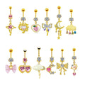 Gaby Heart Dangling Belly Rings Jewelry Stainless Steel Piercing butterfly Belly Piercing Moon Belly Button Ring Body Jewelry