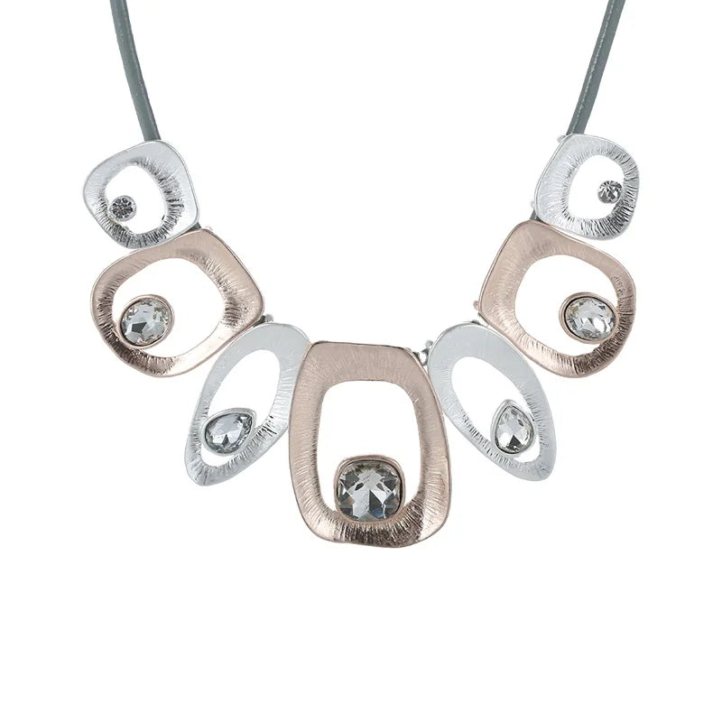Trendy Crystal Bib  Irregular Metal Chunky Geometry Necklace Women's Collar Chokers for Girls Dress Trendy Necklace